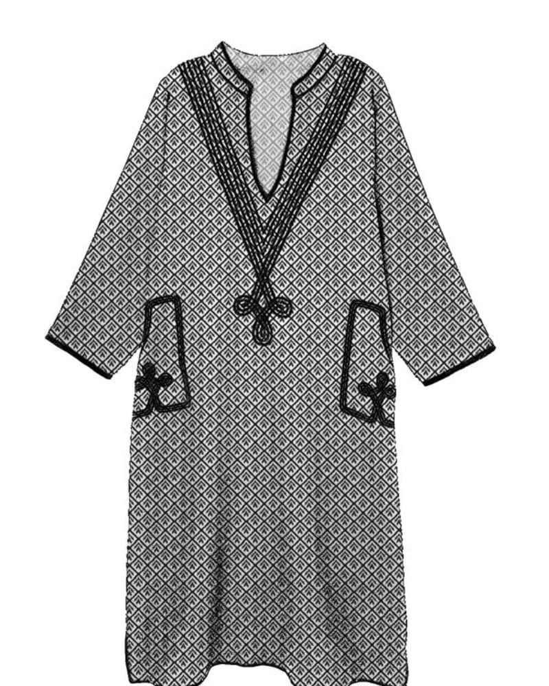 Front of a model wearing a size 3 Embroidered Dress - The New Marrakesh in Black/White by BAACAL. | dia_product_style_image_id:253405